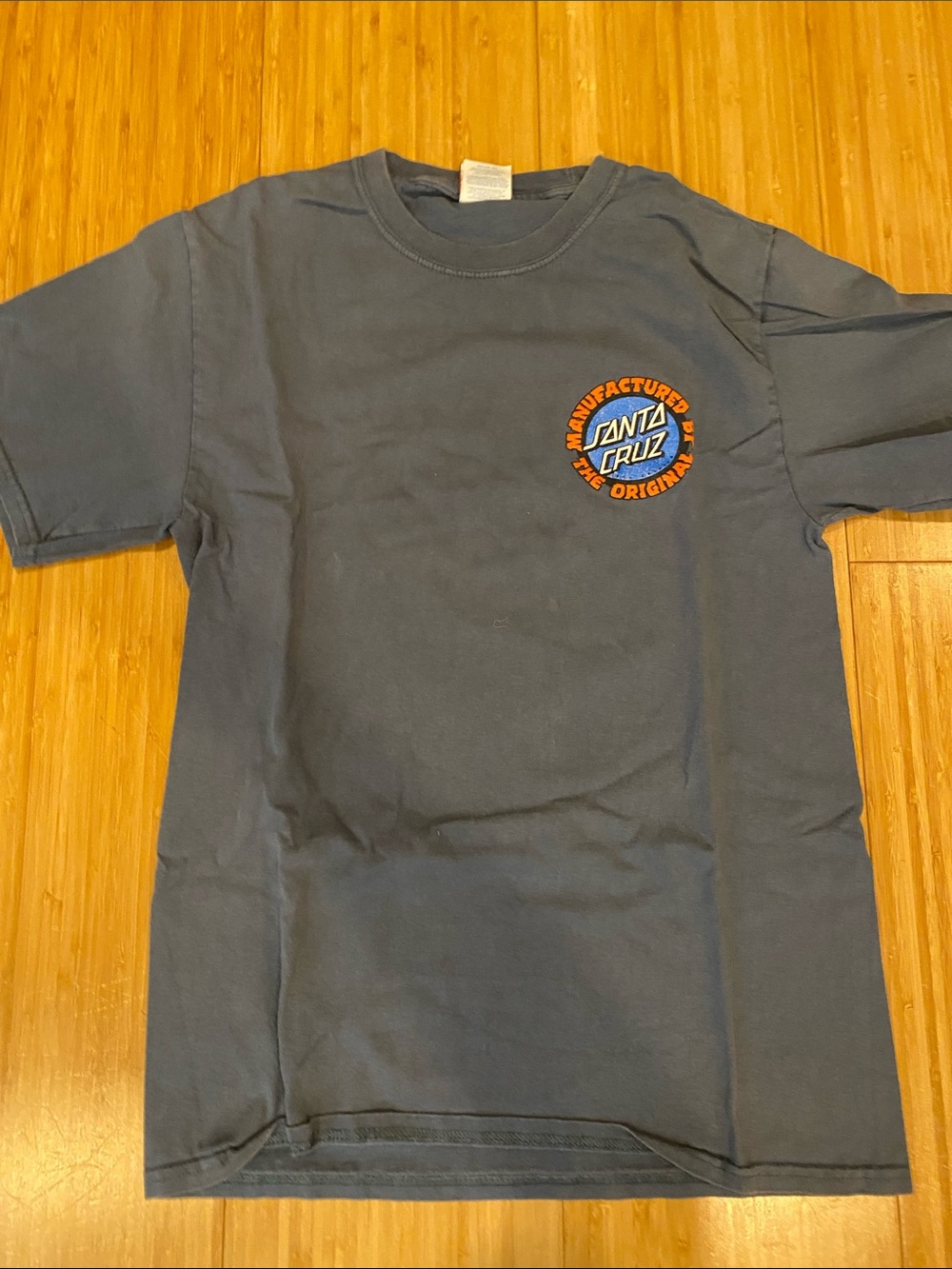 Official Santa Cruz Skateboards mens Slate Blue Tee with Orange Logo size m